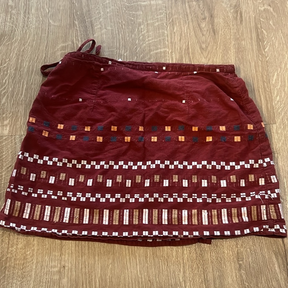 Tribe Pattern Boho Mini Wrap Skirt - image 3